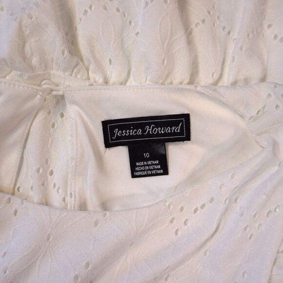 JESSICA HOWARD Petite Eyelet Flutter Sleeve Dress Size 10 - Picture 11 of 13